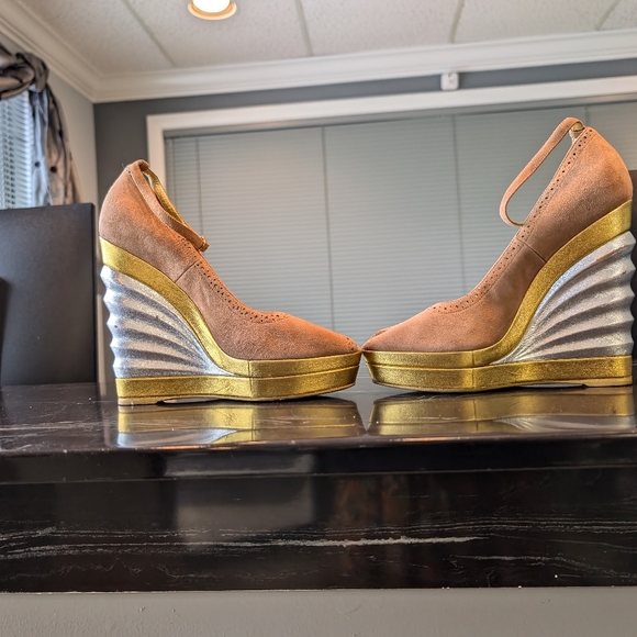 YSL Suede and metallic wedges size 37 - Picture 6 of 12